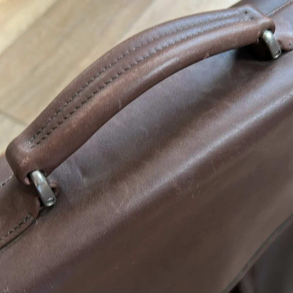 COACH Vintage Brown Classic Leather & Nylon Briefcase Messenger Bag #5113